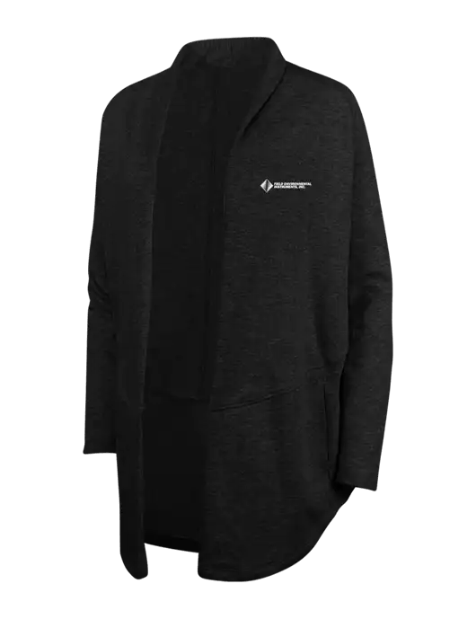 Deep Black/Charcoal Heather Womens Interlock Cardigan w/Field Environmental Logo