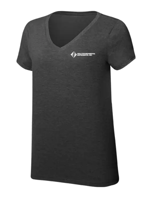 Womens Simply Soft V-Neck Black Frost 4.5oz  Poly/Combed Ring Spun Cotton T-Shirt w/Field Environmental Logo