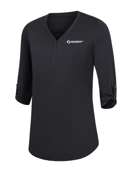Womens Black City Stretch 3/4-Sleeve Tunic w/Field Environmental Logo