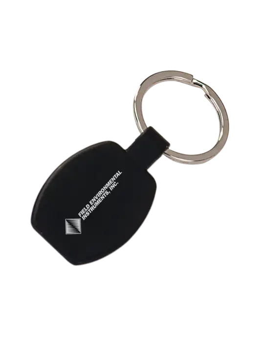 Black Laserable Rounded Rectangle Keychain w/Field Environmental Logo