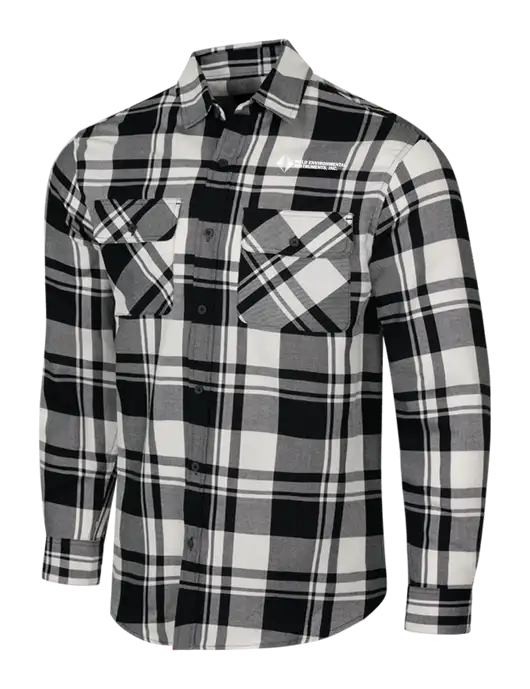 White/Black Plaid Flannel Shirt w/Field Environmental Logo