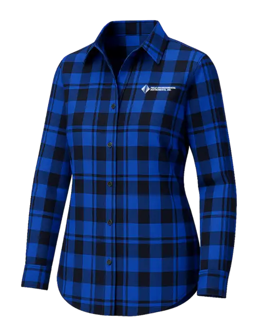 Womens Royal/Black Plaid Flannel Tunic w/Field Environmental Logo