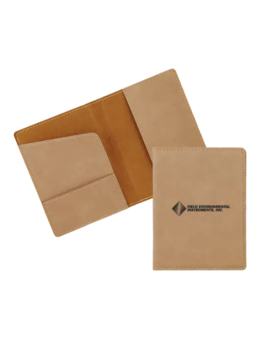 Tan Leatherette Passport Holder w/Field Environmental Logo