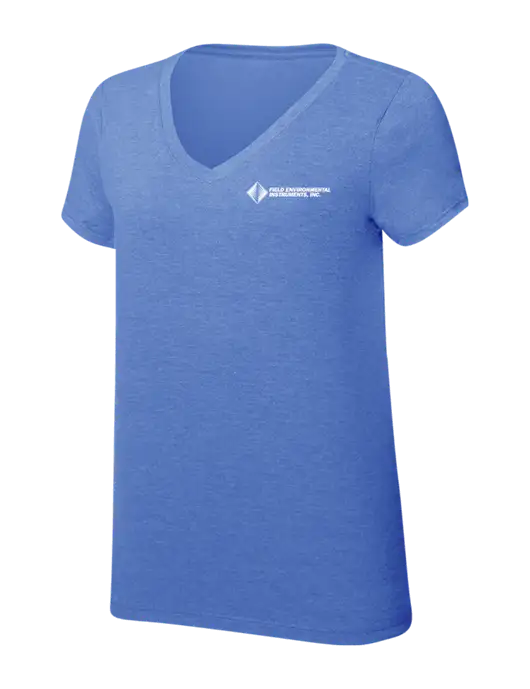 Womens Simply Soft V-Neck Royal Frost 4.5oz  Poly/Combed Ring Spun Cotton T-Shirt w/Field Environmental Logo