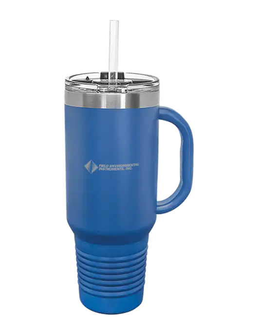 Polar Camel 40 oz. Powder Coated Vacuum Insulated Royal Travel Mug with Straw w/Field Environmental Logo