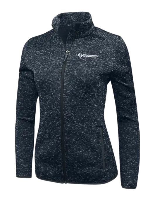 Navy Heather Womens Sweater Fleece Jacket w/Field Environmental Logo