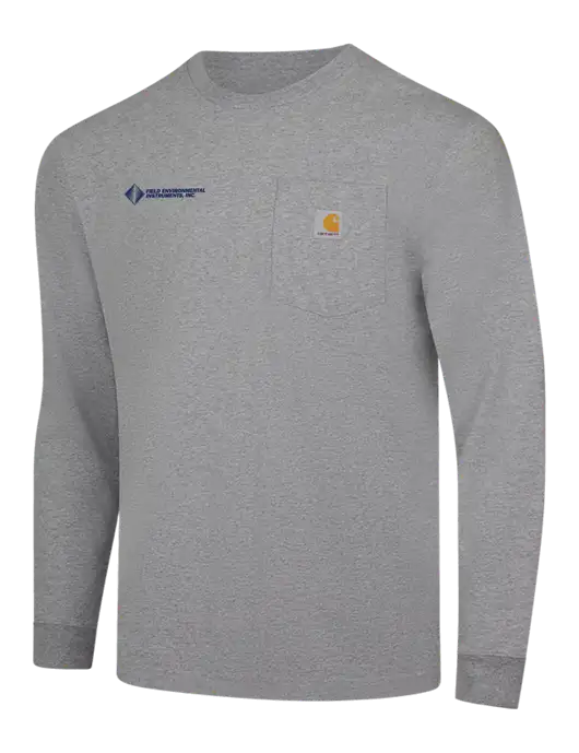 Carhartt Light Grey Heather Workwear Pocket Long Sleeve T-Shirt w/Field Environmental Logo