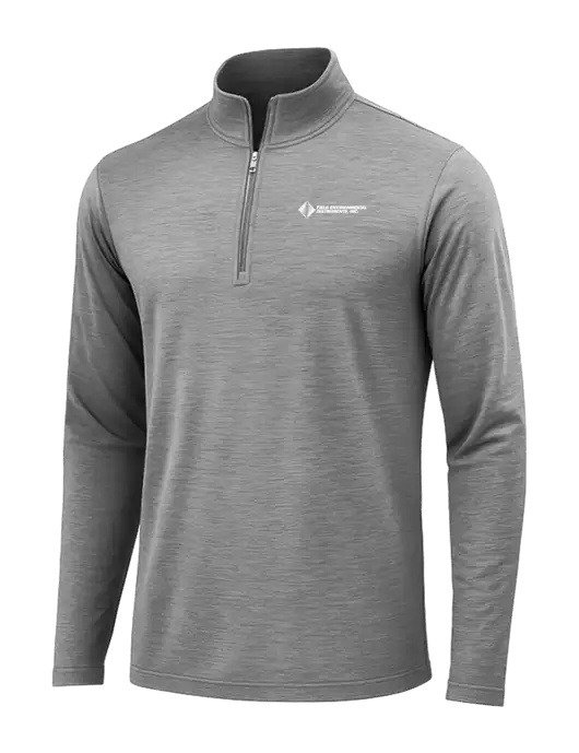 Dark Grey Heather Posicharge Tri-Blend Wicking 1/4 Zip Pullover w/Field Environmental Logo
