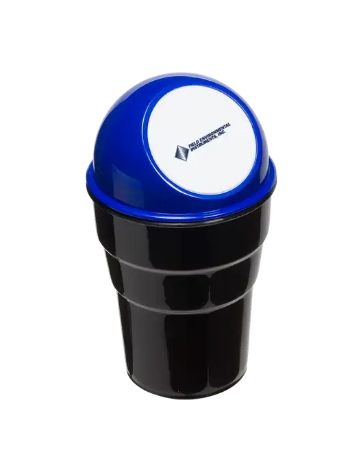Blue Car Cup Holder Trash Can w/Field Environmental Logo