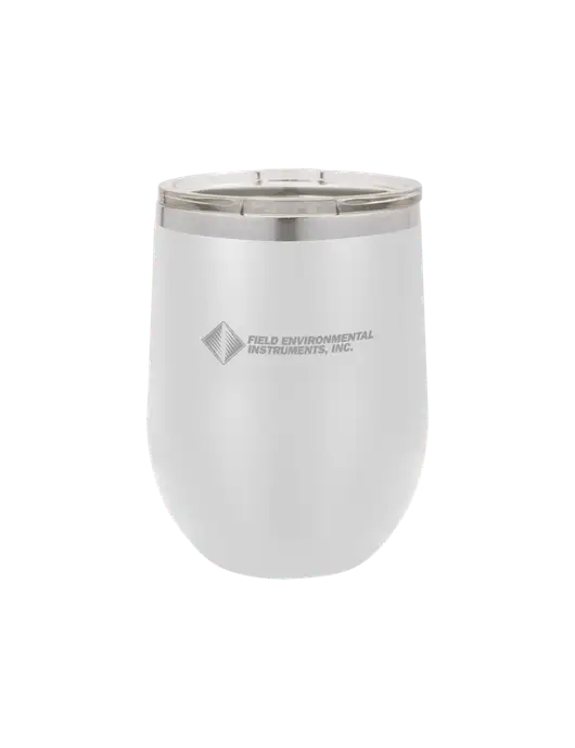 Polar Camel 12 oz Powder Coated White Vacuum Insulated Stemless Wine Tumbler w/Field Environmental Logo