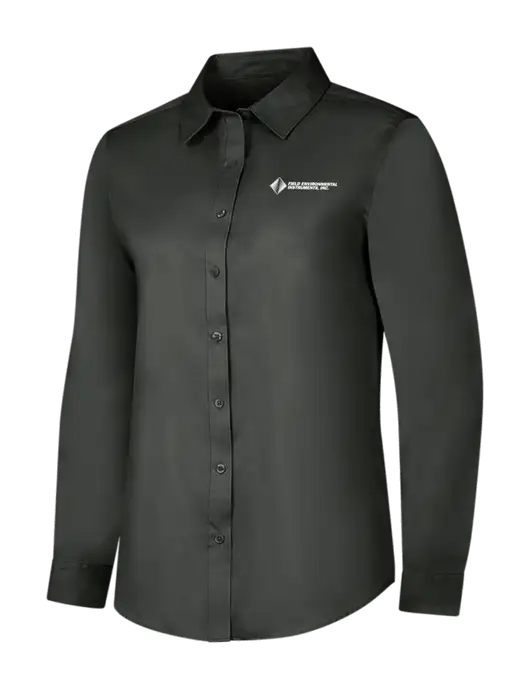 Dark Grey Womens Long Sleeve Superpro React Twill Shirt w/Field Environmental Logo