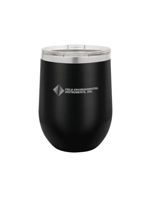 Polar Camel 12 oz Powder Coated Black Vacuum Insulated Stemless Wine Tumbler w/Field Environmental Logo
