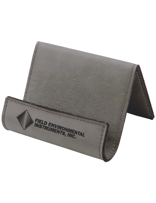 Grey Leatherette Card & Phone Holder w/Field Environmental Logo