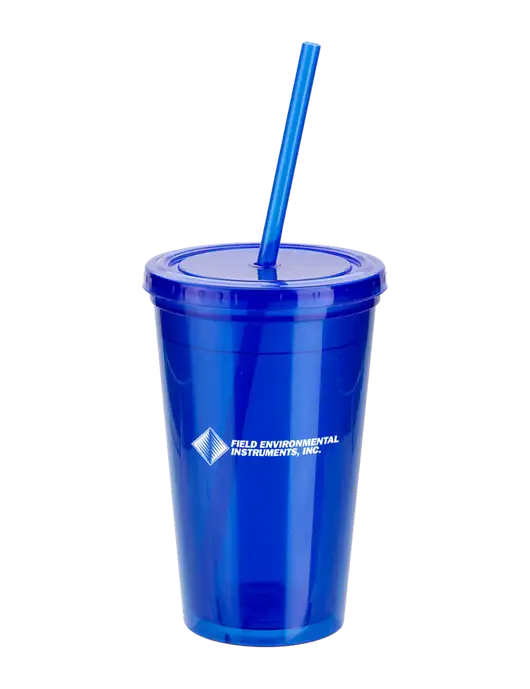 Sorrento Blue 16 oz Tumbler with Lid & Straw w/Field Environmental Logo