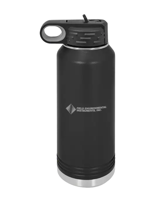 Polar Camel 32 oz Powder Coated Black Vacuum Insulated Water Bottle w/Field Environmental Logo