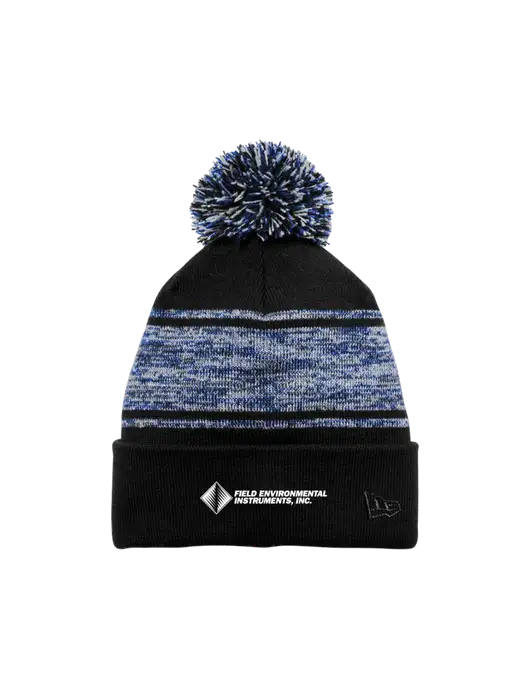 New Era Black/Royal Knit Chilled Pom Beanie w/Field Environmental Logo