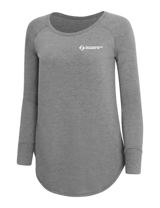 Womens Perfect Wide Collar Tunic Tri-Blend Grey Frost 4.5 oz T-Shirt w/Field Environmental Logo