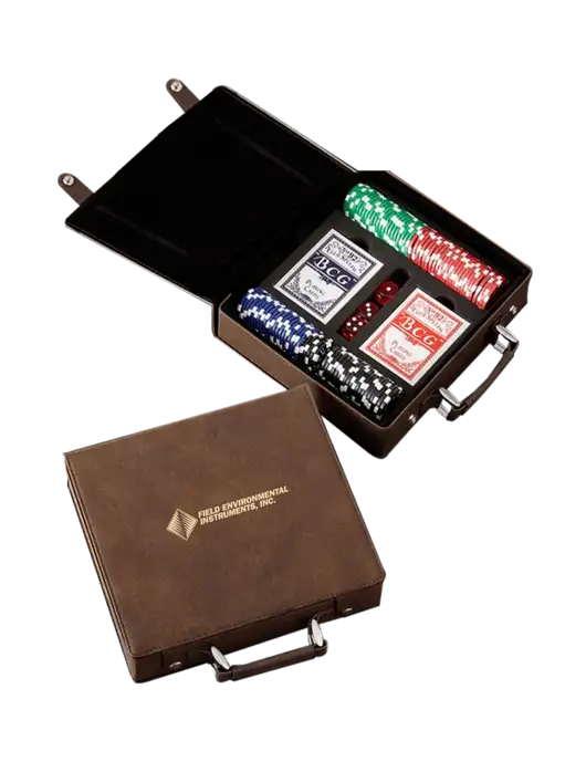 Rustic Leatherette 100 Chip Poker Set w/Field Environmental Logo