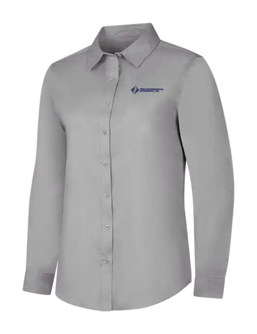 Light Grey Womens Long Sleeve Superpro React Twill Shirt w/Field Environmental Logo