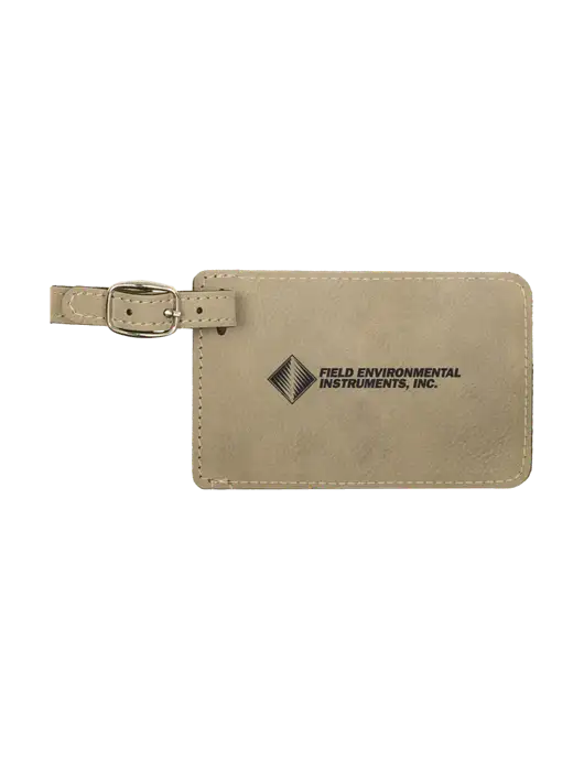 Tan Leatherette Luggage Tag w/Field Environmental Logo
