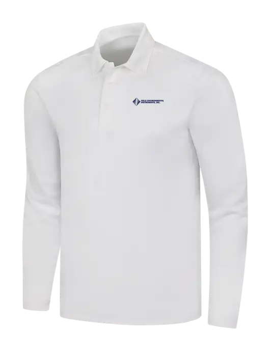 White Silk Touch Performance Long Sleeve Polo w/Field Environmental Logo