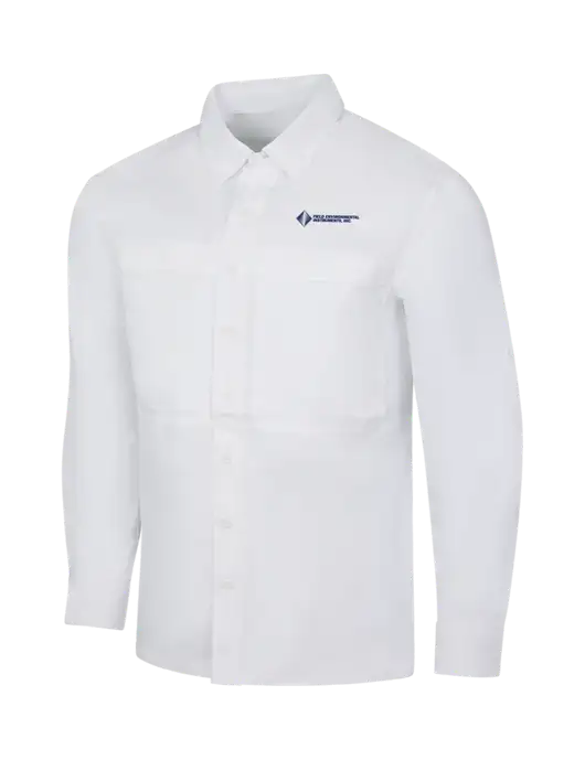 White Long Sleeve UV Daybreak Shirt w/Field Environmental Logo