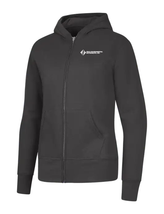 Charcoal Womens Core Fleece Full-Zip Hooded Sweatshirt w/Field Environmental Logo