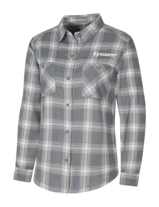 Womens Medium Grey/Cream Plaid Flannel Shirt w/Field Environmental Logo