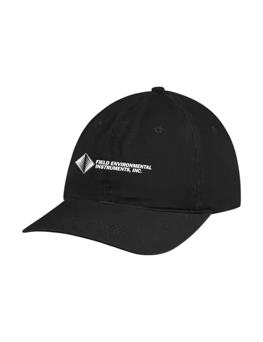 Garment Washed Unstructured Twill Black Cap w/Field Environmental Logo