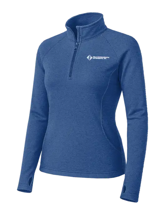 Royal Heather Womens Sport Wick Stretch 1/4 Zip Pullover w/Field Environmental Logo