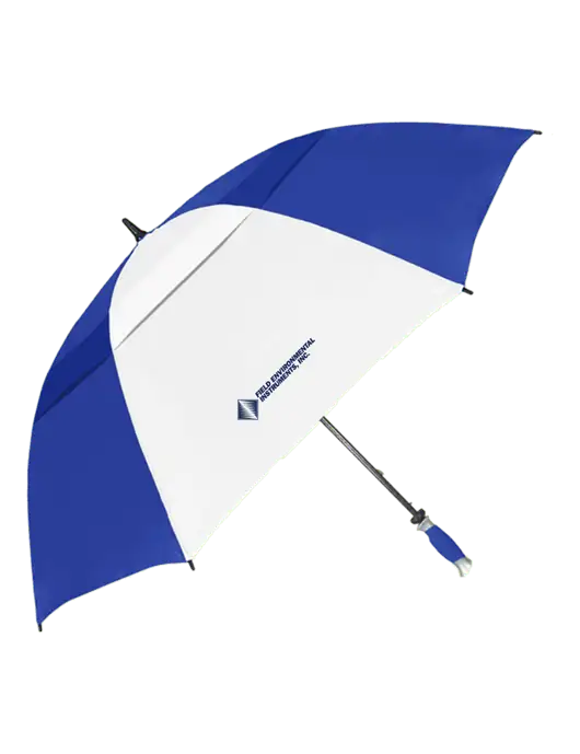 Royal/White Vented Typhoon Tamer Golf Umbrella w/Field Environmental Logo