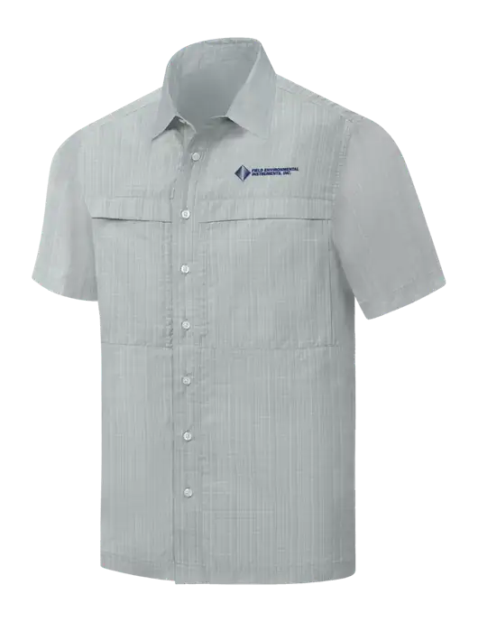 Light Grey Crosshatch Short Sleeve UV Daybreak Shirt w/Field Environmental Logo