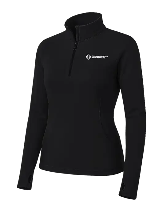 Womens Black Sport Wick Stretch 1/4 Zip Pullover w/Field Environmental Logo