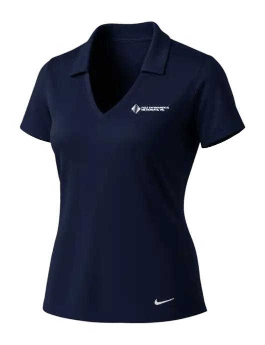 NIKE Dark Navy Womens Dri-Fit Vertical Mesh Polo w/Field Environmental Logo