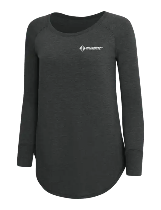 Womens Perfect Wide Collar Tunic Tri-Blend Black Frost 4.5 oz T-Shirt w/Field Environmental Logo