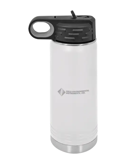 Polar Camel 20 oz Powder Coated White Vacuum Insulated Water Bottle w/Field Environmental Logo