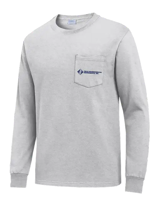 Light Grey Heather Long Sleeve Heavyweight 6.1 oz Pocket T-Shirt w/Field Environmental Logo