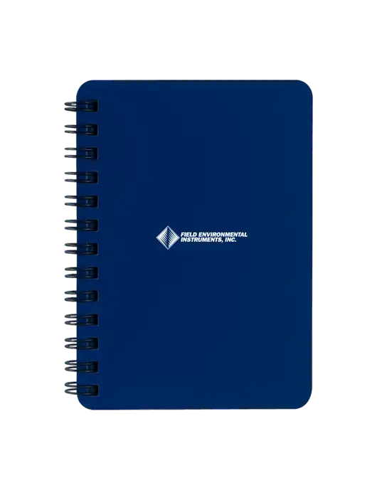 Sturdy Navy Blue Hardcover Notebook, 5.25 x 7 w/Field Environmental Logo
