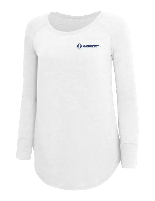 Womens Perfect Wide Collar Tunic Tri-Blend White 4.5 oz T-Shirt w/Field Environmental Logo