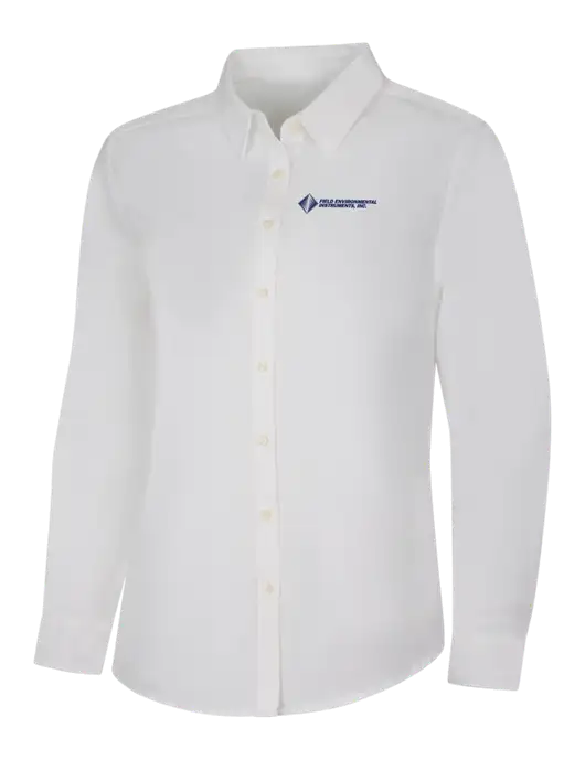Womens White Long Sleeve Superpro React Twill Shirt w/Field Environmental Logo