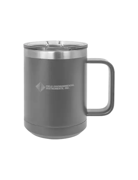 Polar Camel 15 oz Powder Coated Grey Vacuum Insulated Mug with Slider Lid w/Field Environmental Logo