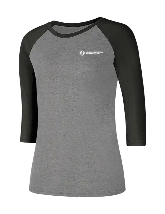 Womens Simply Soft 3/4 Sleeve Black Frost/Grey Frost Ring Spun Cotton T-Shirt w/Field Environmental Logo