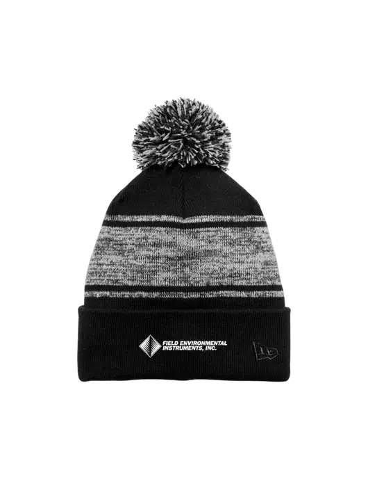 New Era Black/Charcoal Knit Chilled Pom Beanie w/Field Environmental Logo