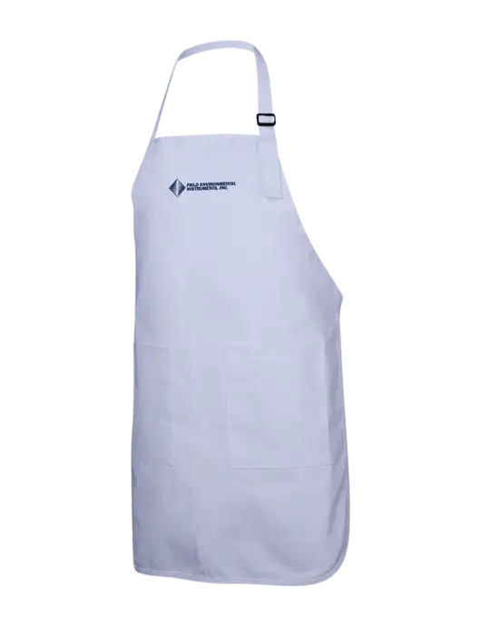 Full-Length White Apron With Pockets w/Field Environmental Logo