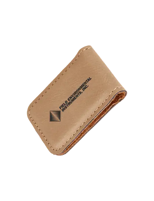 Tan Leatherette Money Clip w/Field Environmental Logo