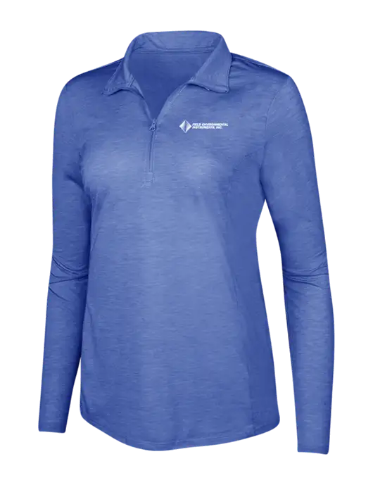 True Royal Heather Womens Posicharge Tri-Blend Wicking 1/4 Zip Pullover w/Field Environmental Logo