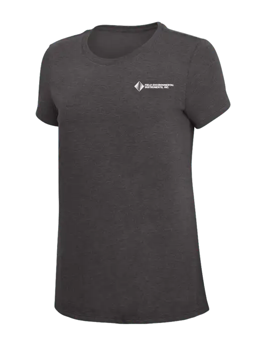 Womens Simply Soft Heather Charcoal 4.5oz  Poly/Combed Ring Spun Cotton T-Shirt w/Field Environmental Logo