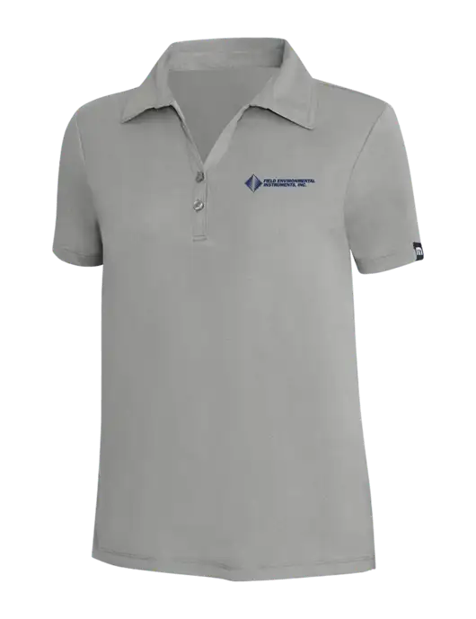 TravisMathew Light Grey Heather Womens Coto Performance Polo w/Field Environmental Logo