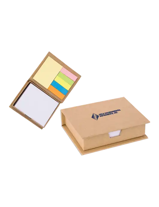 Eco-Recycled Sticky Note Memo Case, 4.56 x 3.75 w/Field Environmental Logo