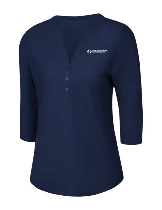 OGIO Navy Jewel Henley w/Field Environmental Logo